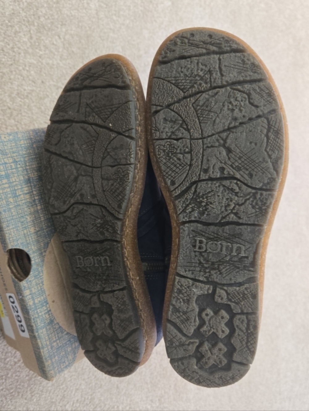 BORN Women's Tarkiln Ankle Boots Navy Blue Distressed Suede Leather,  Size 7 - Picture 5 of 7